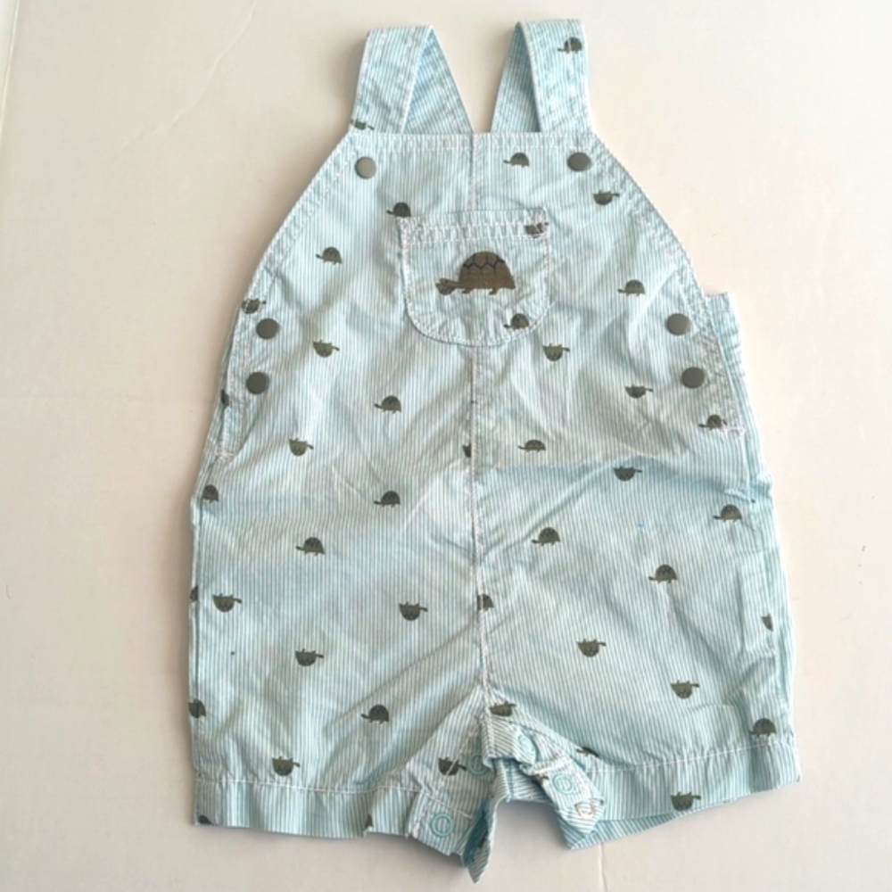 Just One‎ Your By Carter's Pin Stripe Turtle Embroidered Shorts Overalls 6M